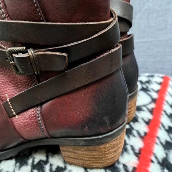 Pikolonis Burgundy Leather Women's Brown Cap Toe Lace Up Zipper Side EUR40/ US-9 - Picture 10 of 14
